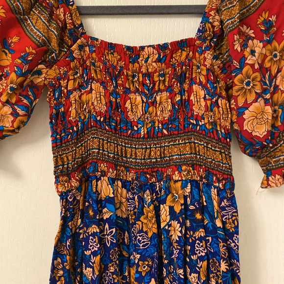 Blue and red floral midi dress - Picture 5 of 6